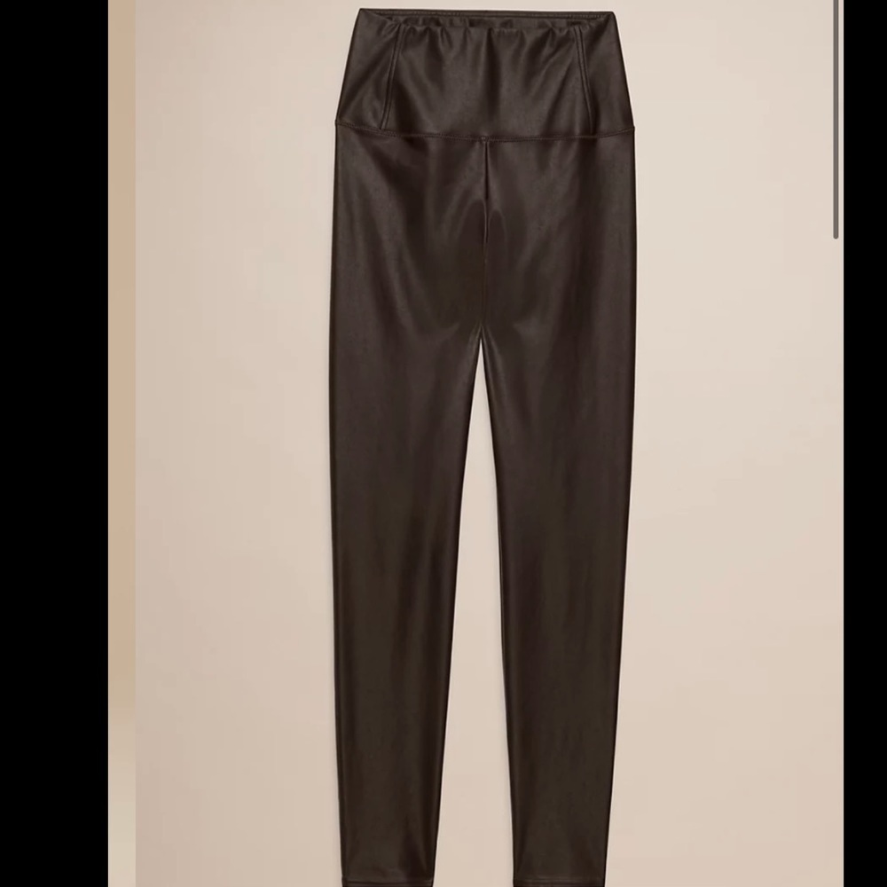Wilfred Daria leather faux pants leggings black  stretchy vegan sexy shiny MOTO